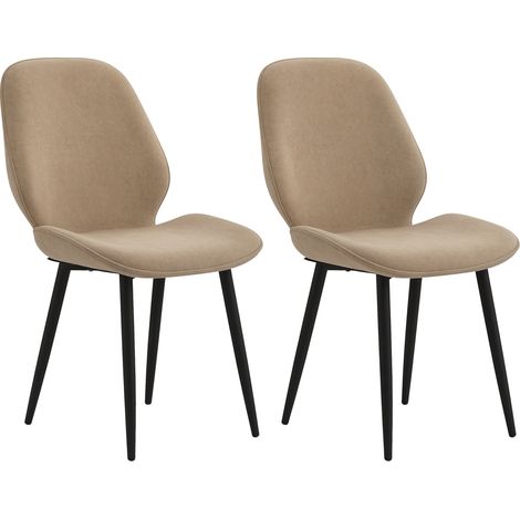 Velvet Dining Chairs, Set of 2 Dining Room Chairs with Metal Legs for Living Room, Dining Room, Light Brown