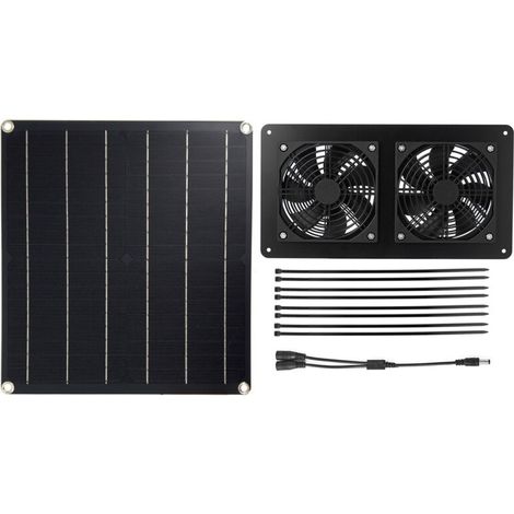Ventilateur de ventilation pour cages pour animaux de compagnie 2 Panneau solaire DC 12V à haute efficacité 3W avec cable de 3 mètres ON / OFF 20W 2FAN12 (1/4)