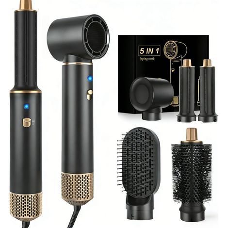 5-in-1 Styling-Set: Ionen-Haartrockner, automatisches Glätteisen, Volumenbürste, für langes und lockiges Haar (1/5)