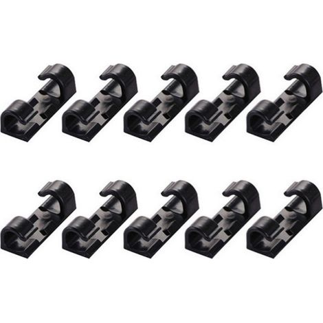Attaches de câble noires (lot de 64), support de câble avec base adhésive, kit d'attaches de bureau, alimentation (1/5)