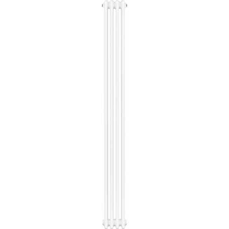 Radiateur Traditionnel à 4 Colonnes 1800 x 200 mm en Acier Carbone Blanc Chauffage Central Verticale Monté Sur Mur [Brosse de Nettoyage & Supports INCLUSES]