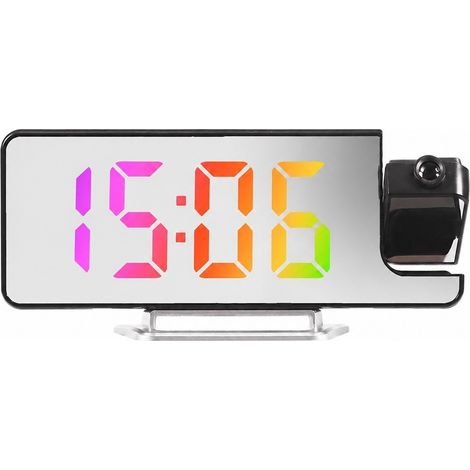Réveil à projection LED avec affichage de la température, grand écran, capteur, mode silencieux, éclairage RGB moderne (1/5)