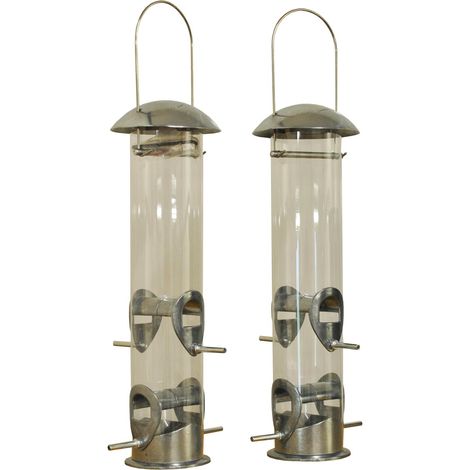 Heavy Duty Aluminium Bird Seed Feeders with 4 Feeding Ports (Set of 2)
