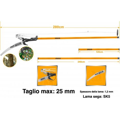 Segaccio con asta telescopica 240 cm - Ingco HEPS25281 (1/2)