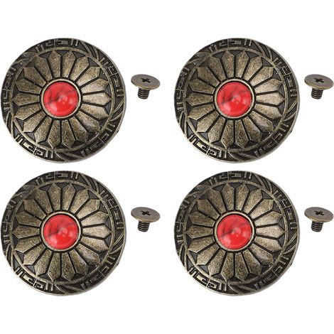 Lot de 10 boutons à vis de 30 mm, motif tournesol bronze, rouge et turquoise, style vintage, avec vis de 4,5 mm. (1/5)