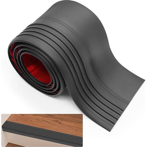 Nez de marche autocollant - Protection des bords d'escalier - En PVC - Antidérapant - Pour l'extérieur et l'intérieur - 50 × 48 mm - Noir - 1 m (1/5)