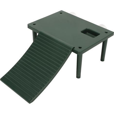 Plateforme d'exercice pour tortues, terrasse de repos avec échelle verte, idéale pour grimper. (1/5)