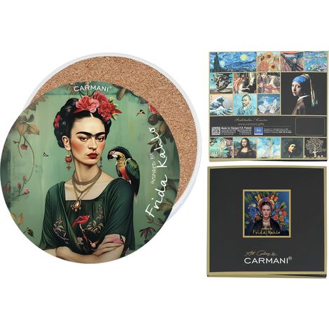 Carmani, posavasos de cerámica para taza o vaso. Inspirado en las pinturas de Frida Kahlo.
