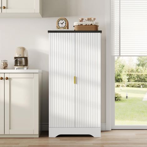 Armoire Haute Cuisine Multifonction LED Sensor Étagères Réglables 2 Portes - 120x60.5x40 cm