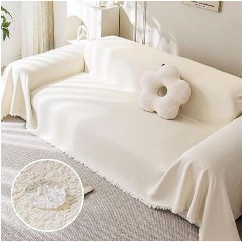 Plaid Canape Grande Taille Crème, Impermeable Chat Anti Griffe Couverture Canape Universelle Places Angle Décorative Housse de Canapé idéal comme Jeté de Canapé ou Couvre-lit(130x180) (1/5)