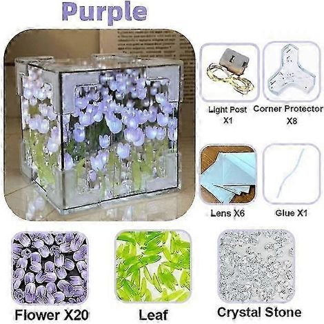 Lampe cube miroir tulipe à faire soi-même (2025) - Lampe de chevet miniature en forme de tulipe - Création artisanale - Cadeau d'anniversaire (1/5)