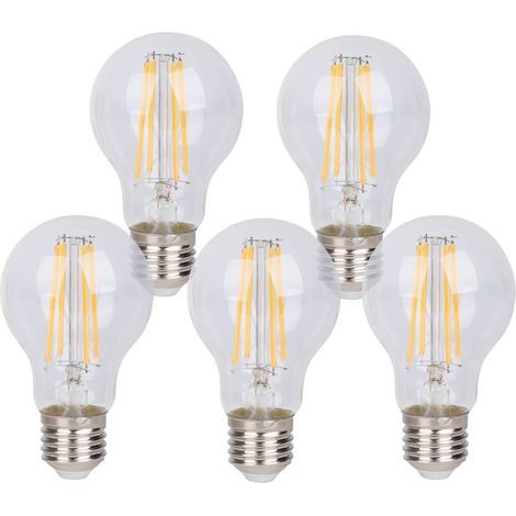 Lot de 6 Ampoules LED à Filament E14 8W Dimmables en Verre Transparent et Métal - PANGIVO (1/5)