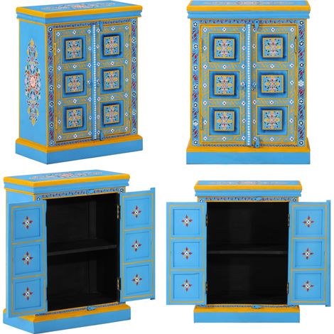 vidaXL Buffet Bois massif de manguier Peinture manuelle turquoise (1/5)