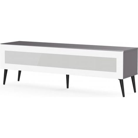 Meuble TV verre infrarouge et mélaminé gris Malmo 160cm (1/5)