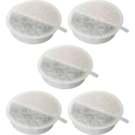 5X Wasserbrunnenfilter für Katzen, rund, Harz, Aktivkohle, 4-lagige Schaumstofffiltration, Hund, Tier, Universal, 65mm (1/5)