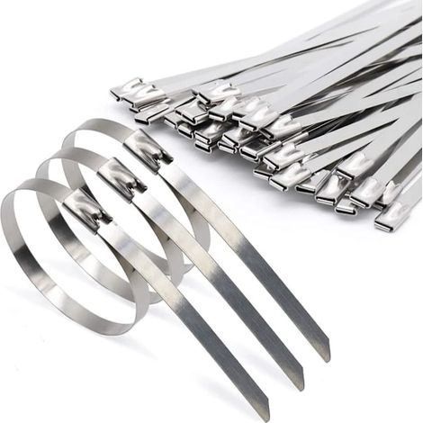 Lot de 100 colliers de serrage métalliques, colliers de serrage épais en acier inoxydable 4,6 x 300 mm, colliers de serrage MgcTolBox pour la réparation des systèmes d'échappement, la gestion des câbl (1/5)