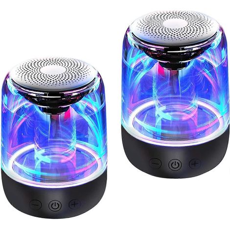 Enceintes Bluetooth portables, véritables enceintes stéréo sans fil pour téléphones/tablettes/ordinateurs, lumières LED, son cristallin et basses riches, mains libres, carte TF C