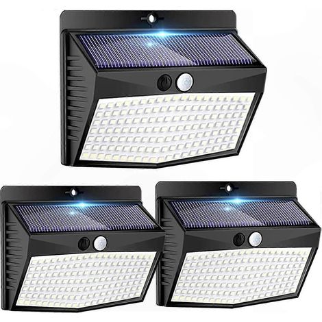 Solarbetriebene Straßenleuchte für den Außenbereich mit Bewegungsmelder – Set mit 3 wasserdichten, kabellosen LED-Strahlern (138 LEDs), 3 Modi für Garten- und Hofbeleuchtung (1/4)