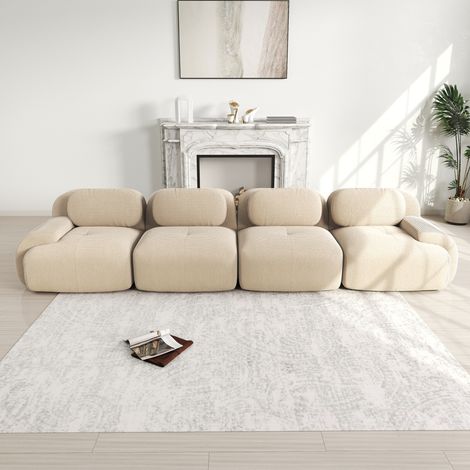 Sofá modular beige de corduroy sin montaje para salón OKMYHOME (1/5)