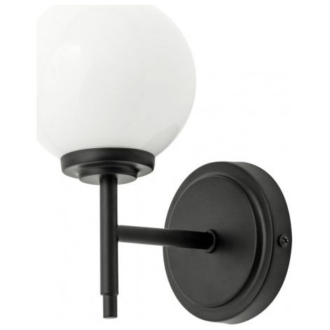 Litecraft Preston Wall Light Bathroom 1 Arm With Glass Globe Shade - Matte Black (1/5)