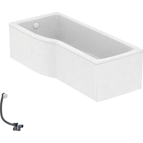 IDEAL STANDARD Connect Air Bañera con ducha izquierda de 170 x 80 cm + delantal + desagüe, blanca