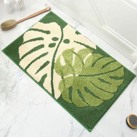 Tapis de salle de bain, tapis de bain en microfibre doux antidérapant 16 "x24" (1/2)