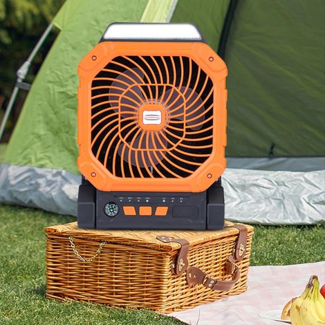 Ventilateur solaire multifonction – 7800 mAh – 4 vitesses – LED – Minuterie 2/4/8h – Charge mobiles – Silencieux – ABS durable – Pour extérieur, intérieur (1/4)