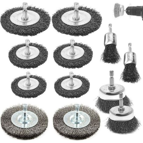 Brosse Mtalliques pour Perceuse6mm Fil D'Acier Metallique Avec Tige Hexagonale 6mm 12 Acier Inoxydable Fer (1/4)