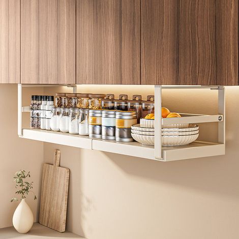 Organiseurs de tiroirs Étagère À Panier Suspendu,27-45，2215cm,Panier Suspendu en Métal, Panier Suspendu sous Armoire, Paniers de Rangement Suspendus pour Cuisine, Garde manger, Bureau