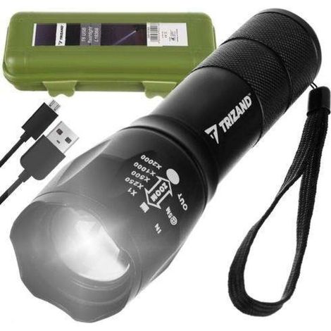 Lampe torche LED CREE T6 – Puissante avec batterie intégrée - (1/5)