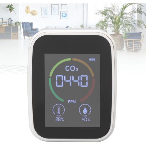Détecteur de dioxyde de carbone, détecteur de CO2, TVOC, détecteur de qualité de la température et de l'humidité de l'air, écran blanc 3 en 1 moulé sur mesure avec numéros de série brisés. (1/5)