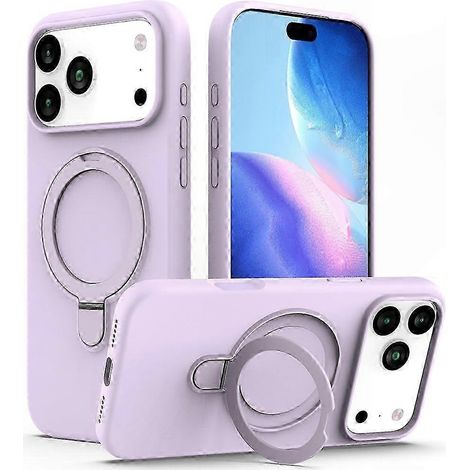 Hybrid-Silikon- und PC-Hülle mit ausziehbarem MagSafe-Ständer, kompatibel mit iPhone 17 Pro, robuster Schutz, Soft-Touch-Oberfläche, integrierter Ständer, schlankes und leichtes Design, schwarz, Großh (1/5)