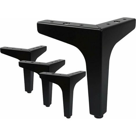 Ensemble de 4 pieds de meubles, pieds de table modernes en métal de 10 cm de hauteur, forme triangulaire, pieds de meubles en épingle à cheveux pour armoires, Cana (1/4)