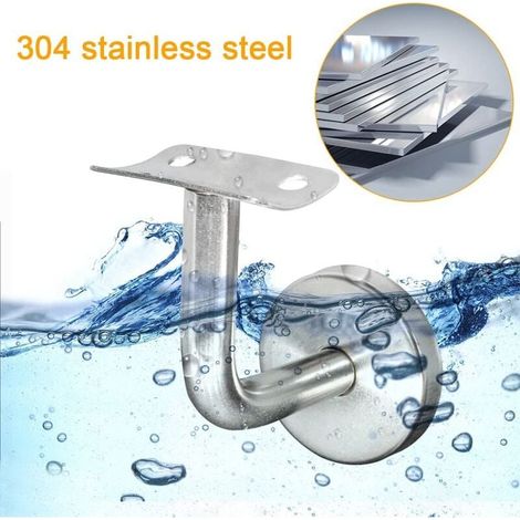 CYRILL – Support Main Courante Inox 304 pour Rampe Escalier Support Mural Rampe Bois Argent (4 Pièces) (1/3)