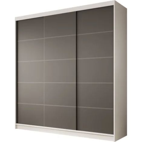 Armoire coulissante 3 portes ANLY 200cm – Dressing grande capacité-Blanc/Noir