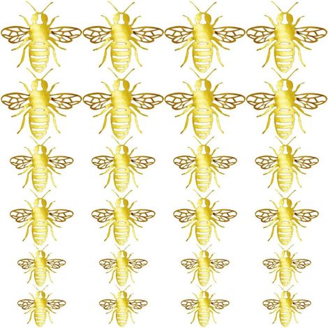Stickers muraux 3D Abeille Dorée TOYANDONA 24 autocollants