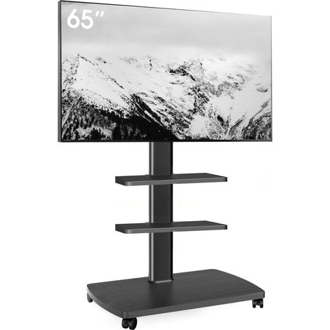 Support TV roulettes pour TV de 32-65 Pouces - Support TV sur Pied Plus Haut 1240 MM-1420 MM Pivotant 60° Inclinaison 12° jusqu'à 40 KG Max. VESA 400x400mm (1/5)
