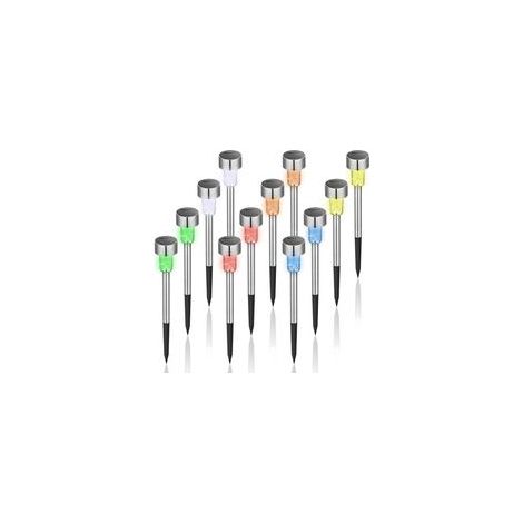 Lot de 12 lampes solaires de Noël étanches en acier inoxydable pour extérieur, décoration de cour, jardin, paysage/allée (1/5)