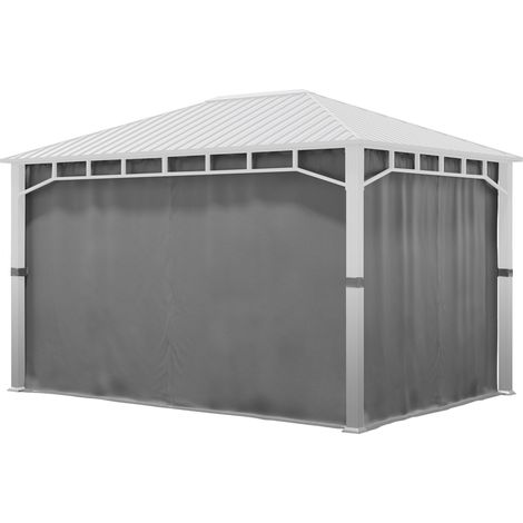 TOOLPORT 4 Seitenteile für Gartenpavillon Sunset Superior 3x4 m - Polyester ca. 180 g/m² - mit Reißverschluss - grau (1/5)