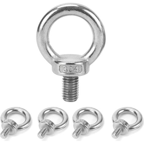 5 Pieces Hoist Ring Eye Bolt Stainless Steel Male Thread Lifting Eye Bolts DIY Construction Building Hardware Marine Weight Decking Bolts(M411) (1/5)