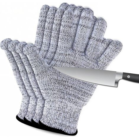 Lot de 2 paires de gants résistants aux coupures de qualité alimentaire, protection de niveau 5, gants de coupe lavables, gants anti-coupures pour la cuisine(22cm) (1/5)