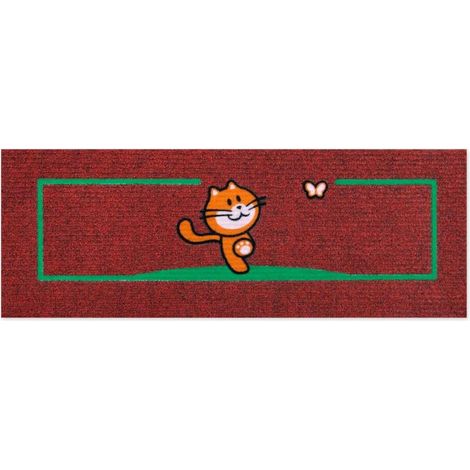 Zerbino Antiscivolo Salva Gradino 25x69 Assorbente Tappeto Ingresso Morbido 100% Made In Italy Gatto - Bordeaux