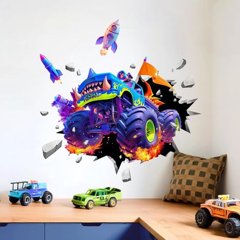 Stickers Muraux 3D Voiture de Course Décoration Murale Enfant Autocollant Mural Deco Chambre Garçon pour Chambre Enfant Pépinière Salle de Jeux Salon (1/5)
