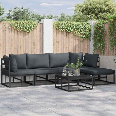 vidaXL Garden Sofa Set with Cushion 5 pcs Black Aluminium (1/5)