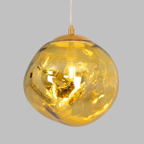 Lampe suspendue design en cristal "RAINY" - Ø 36cm - Doré