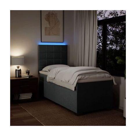 Sommier Snowco (matelas inclus), gris foncé, 80 × 200 cm, tissu, tissu doux et respirant, meuble de chambre, design contemporain, montage facile (1/5)