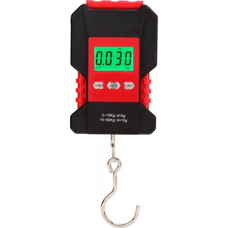 Wasserdichte, digitale Hängewaage, S-Haken aus Edelstahl, tragbare Fischwaage 0-50 kg (1/5)