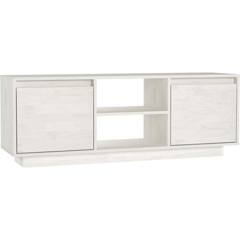 Maison Exclusive - TV-Schrank Weiß 110x30x40 cm Massivholz Kiefer (1/5)