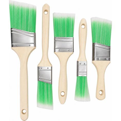 Pinceaux à Rechampir Lot de 5 en Bois pour Retouches Verts (1/5)
