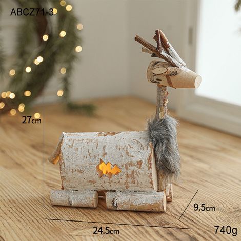 Ornement De Noël - Cerf En Bois Massif - Décoration De Table Et De Scène Festive - Lot De 1 Pièce (1/5)